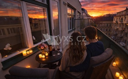 Pronájem 1kk/T,  Praha 7 Letná, terasa. - Fotka 2